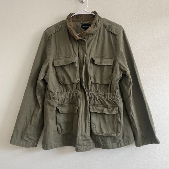 Signature Studio Chore Barn Jacket Womens XL Olive Green Elbow Patch - Picture 1 of 7